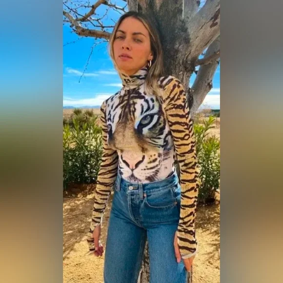 Zadie Tiger Mesh Turtleneck - Picture 1 of 2